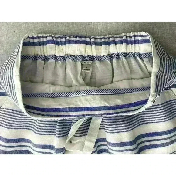 J Crew Wmns Sz 0 Boardwalk Linen Skirt Blue White Stripe A-line Casual Summer - Picture 12 of 15